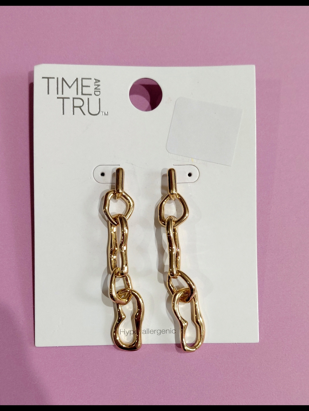 Time and Tru Gold Link Drop Earrings - Gold